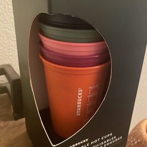 NWT Starbucks Reusable Hot Cups. 6 Cups with lids included.